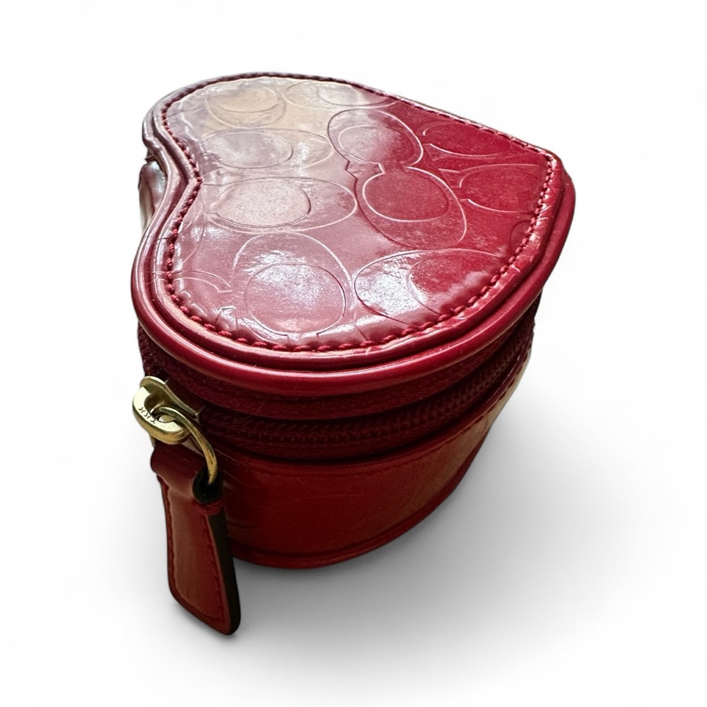 Coach Heart-Shaped Jewelry Case Red Patent Leather - Picture 7 of 12